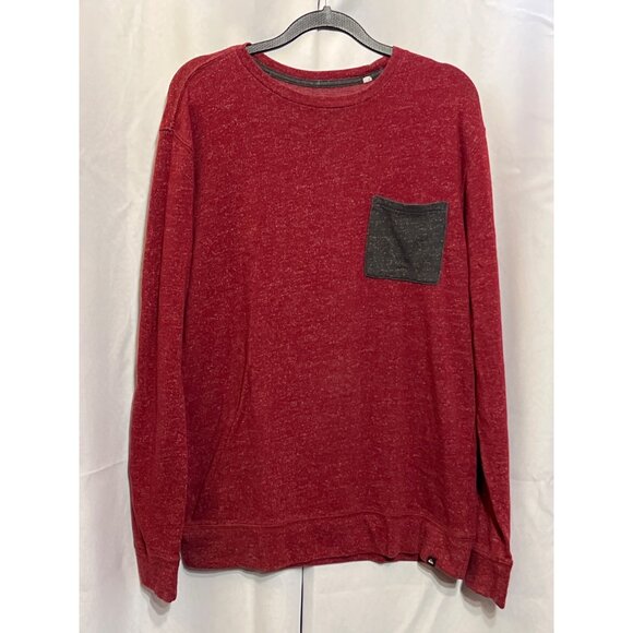Quiksilver Mens Red Heathered Long-Sleeve Shirt With GrayChest Pocket Medium - Picture 1 of 9